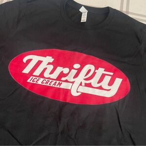 Thrifty Ice Cream Black Graphic T-Shirt | Retro Logo Tee. Unisex M Cotton USA
